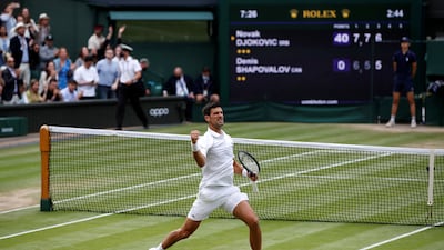 Serbia's Novak Djokovic celebrates winning his semi-final match against Canada's Denis Shapovalov.