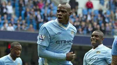 Mario Balotelli started the goal scoring against Aston Vilal yesterday, netting the first in a 4-1 win at Etihad Stadium.