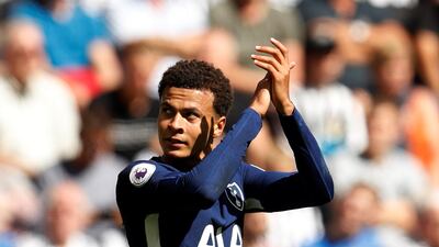 Tottenham's Dele Alli celebrates scoring their first goal against Newcastle United at St James' Park on Sunday, August 13, 2017. Lee Smith / Reuters