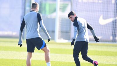 Barcelona midfielder Pedri and forward Ferran Torres. AFP