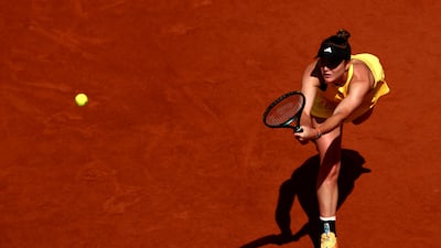 Elina Svitolina reaches for a backhand against Elena Rybakina. Getty Images