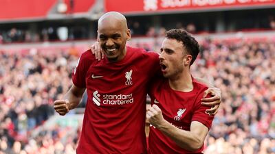 Fabinho, left, has ended his five-year stay at Liverpool to join Saudi Arabia's Al Ittihad. Getty