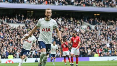 Harry Kane celebrates scoring the second. EPA