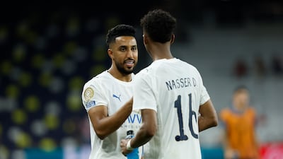 Al Hilal's Salem Al Dawsari, left, and Nasser Al Dawsari after the match between against Pachuca in Nashville. AP
