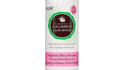 Hask: The Cucumber Aloe Water Shampoo and Conditioner by Hask are free from sulphates, parabens, phthalates and gluten, ensuring a fresh, cool scalp and healthy hair with natural ingredients. Available at www.glambeaute.com; from Dh29