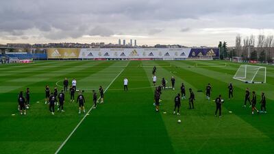Real Madrid's players attend a training session at the Real Madrid City sports facilities in Madrid. AFP