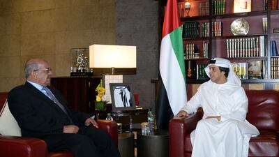 Sheikh Mansour bin Zayed, Deputy Prime Minister and Minister of Presidential Affairs, meets Abdelkader Messahel, Algerian foreign minister, on Tuesday. Wam