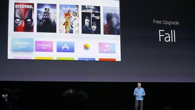 Eddy Cue, Apple senior vice president of internet software and services, speaks about tvOS. Tony Avelar / AP Photo