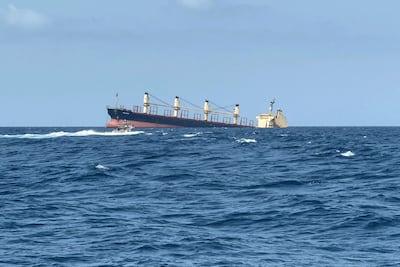 The Rubymar cargo ship sank off the coast of Yemen. It's thought the ship's anchor dragged along the seabed before sinking, damaging four undersea cables in the process. AFP