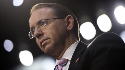 Deputy Attorney General Rod Rosenstein listens as US Supreme Court nominee Brett Kavanaugh attends the first day of his confirmation hearing in front of the US Senate on Capitol Hill in Washington DC. AFP