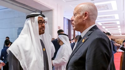 Sheikh Mohamed and Tunisian President Kais Saied.