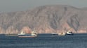 Vessels are seen anchored in the Strait of Hormuz, off the port city of Khasab in Oman. AFP