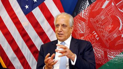 US special envoy for peace in Afghanistan Zalmay Khalilzad speaks during a roundtable discussion with Afghan media at the US Embassy in Kabul, Afghanistan. Reuters