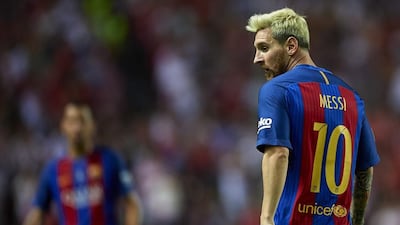 Lionel Messi shown during a match earlier this year between Barcelona and Sevilla. Aitor Alcalde / Getty Images . August 14, 2016