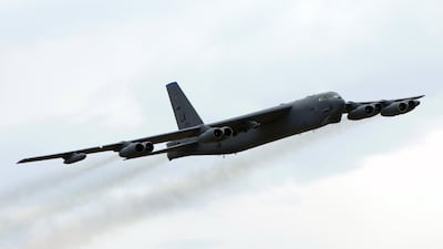 A US Air Force B-52 Bomber performs a fly-by during the first public session of the Australian International Airshow in Melbourne, March 23, 2007. AFP