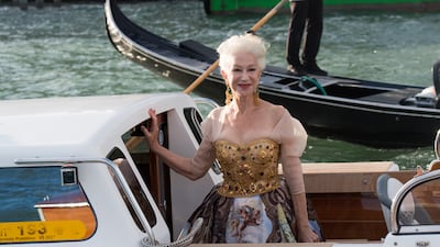 Helen Mirren arrives at the Dolce & Gabbana Alta Moda show in Venice, Italy. Getty Images