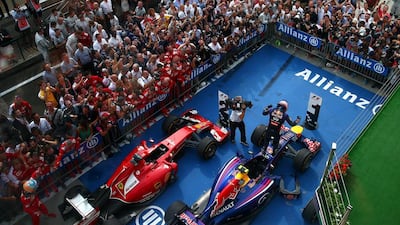 Daniel Ricciardo of Australia and Infiniti Red Bull Racing celebrates victory in Parc Ferme after the Hungarian Formula One Grand Prix at Hungaroring on July 27, 2014 in Budapest, Hungary. Dan Istitene/Getty Images