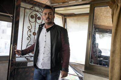 Palestinian Zeid Al Nabali, at a coffee shop in the Jalazoun refugee near the West Bank Palestinian city of Ramallah on May 8, 2018.His family fled from Bait Nabala in 1948 where he was born and his family remains.(Photo by Heidi Levine for The National).
