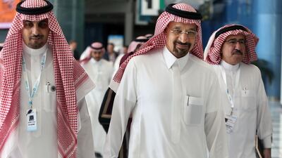 Khalid Al Falih, the Saudi minister of energy, attending the first day of the World Future Energy Summit in Abu Dhabi. Delores Johnson / The National
