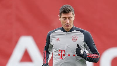 Bayern Munich's Robert Lewandowski during training ahead of the their Champions League Group A game against Lokomotiv Moskow. Getty
