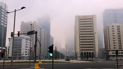 Fog engulfed with high humidity in Abu Dhabi.