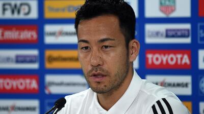 Japan's player Maya Yoshida attends the pre-match press conference ahead of the AFC Asian Cup final match against Qatar at the Zayed Sports City Stadium in Abu Dhabi. AFP