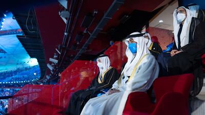 Sheikh Mohamed with Sheikh Mansour, left, and Sheikh Khaled bin Mohamed, top right.