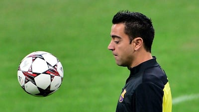Barcelona midfielder Xavi has played in 505 league matches for Barcelona since 1998. Giuseppe Cacace / AFP