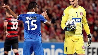 Western Sydney Wanderers goalkeeper Ante Covic, right, led his team to the Asian Champions League title in October but the side remain win-less in Australia’s A-League this season. Rob Griffith/AP Photo.