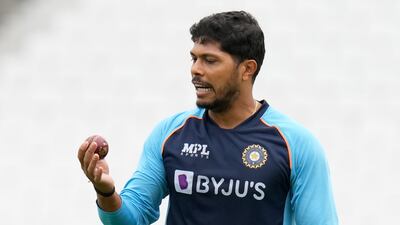 Umesh Yadav prepares to bowl during India's training session. AP