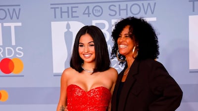 Mabel and Swedish singer-songwriter Neneh Cherry arrives at the Brit Awards 2020 at The O2 Arena on Tuesday, February 18, 2020 in London, England. AFP