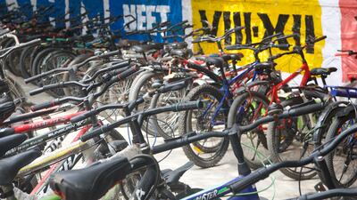 Many students in Kota use a bicycle