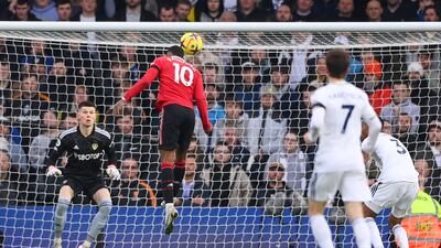 Marcus Rashford of Manchester United scores their first goal. Getty