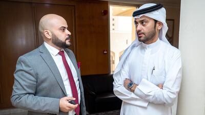 Rashed Abdulla Al Sumaity (R) with Eslam Oraif of Galadari Advocates & Legal Consultants. The UAE government's Nafis scheme has set a target of 75,000 Emiratis in private sector jobs by 2026.