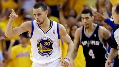 Stephen Curry, left, is leading a Golden State Warriors side that is pointing San Antonio Spurs to an early exit in the NBA play-offs.