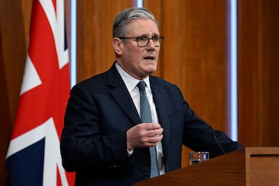 Britain's Prime Minister Keir Starmer, speaking in Downing Street , has been forced to defend his government's response to the US strikes on Iran. AFP