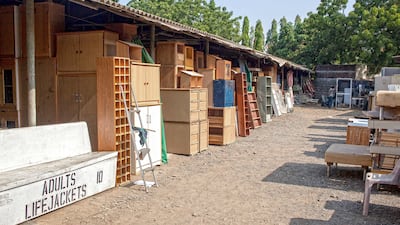 Shops lining the roads which sell the salvaged goods from broken ships hardly find any customers these days. Subhash Sharma for The National