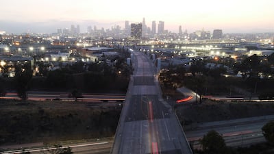 A drone view shows Sixth Street Bridge after the curfew for downtown Los Angeles was issued. Reuters