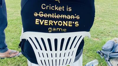 Sarfaraz Khan's father Naushad was in Dubai to watch his younger son Musheer in action for India in the Under-19 Asia Cup in December, and was wearing a special message on his tracksuit top. Photo: Paul Radley / The National