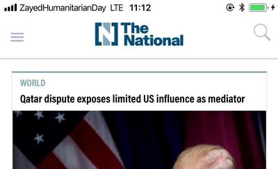 A screen grab of an Etisalat user's phone showing the Zayed Humanitarian Day banner across the top.