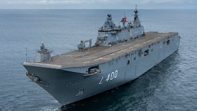 Turkey's largest warship, the TCG Anadolu, in December 2022. Getty