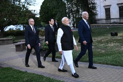US President Joe Biden, Indian Prime Minister Narendra Modi, Australian Prime Minister Anthony Albanese and Japanese Prime Minister Fumio Kishida arrive for their Quad summit in Wilmington, Delaware this week. AFP