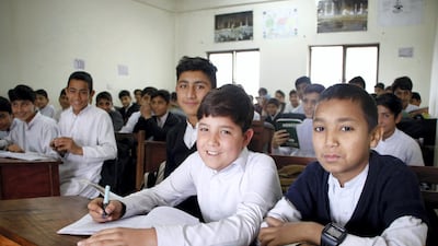 Students study in a well-furnished classroom in Ahingaro Dherai village in the conflict-hit Swat district in Pakistan. All photos by Aamir Saeed for The National