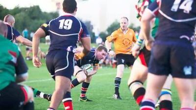 Jebel Ali Dragons, in blue, are one of the most ubiquitous rugby union teams in the country. Lee Hoagland / The National