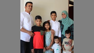 Abdul and Ruksana Lateef with their children, Ashaz, Ammar, Azam, and Ayash, who died in the road accident. Photo: Lateef family