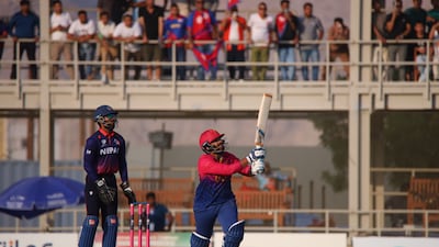 Alishan Sharafu during a World Cup qualifier against Nepal. Courtesy ICC
