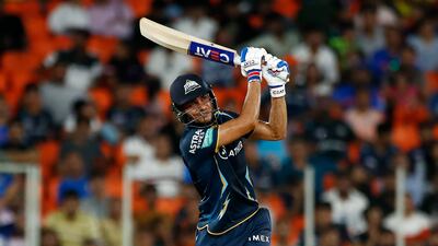 Shubman Gill on his way to a score of 129 that propeeled Gujarat Titans to a second successive IPL final. Getty Images