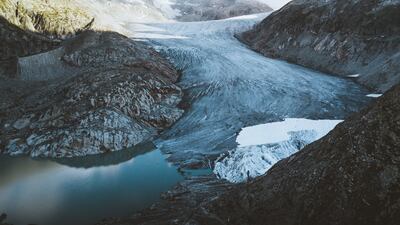 The Rhone Glacier in Obergoms, Switzerland.