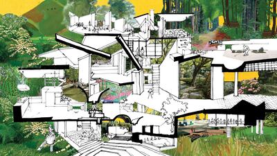 Collage drawing for 'Mind Garden, Heart Garden' by Tatiana Bilbao studio. Courtesy Tatiana Bilbao Estudio