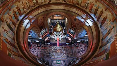 Russian Orthodox priests celebrate the Easter service in the Christ the Savior Cathedral in Moscow. AFP